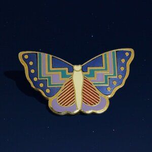 Vintage LAUREL BURCH Papillon Butterfly Brooch Cloisonne Enamel Figural 1980s